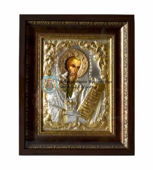 Icoană aurită și argintată cu Sfântul Ierarh Alexandru Arhiepiscopul Constantinopolului